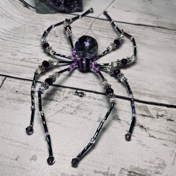 Hand Crafted Glass Crystal Prism And Purple Crazy Laced Agate S… - Picture 10 of 15